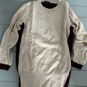 J Crew Colorblock Tan / Burgundy Sweater Size XS
